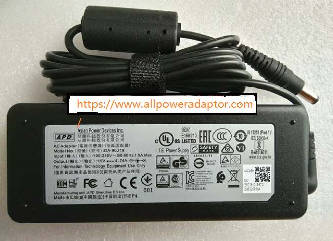 NEW APD DA-90J19 19V DC 4.74A 90W 5.5 X 2.5mm AC Adapter